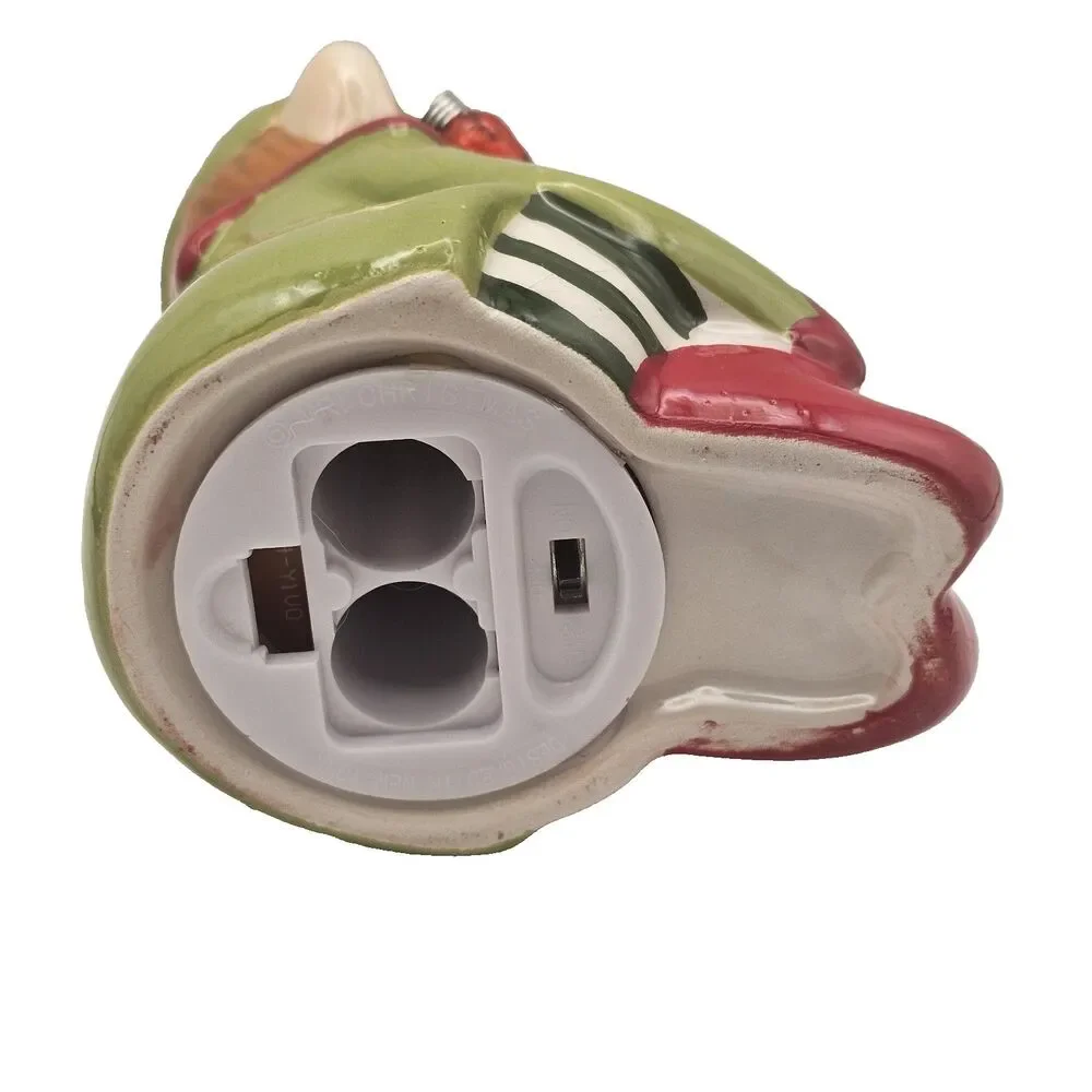 Mr. Christmas Ceramic Knee Hugger Elf Necklace Of Christmas Lights That Work!